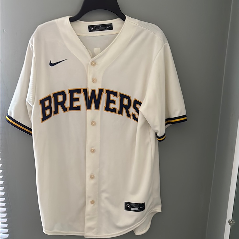 Nike MLB Brewers White Jersey